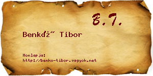 Benkő Tibor névjegykártya